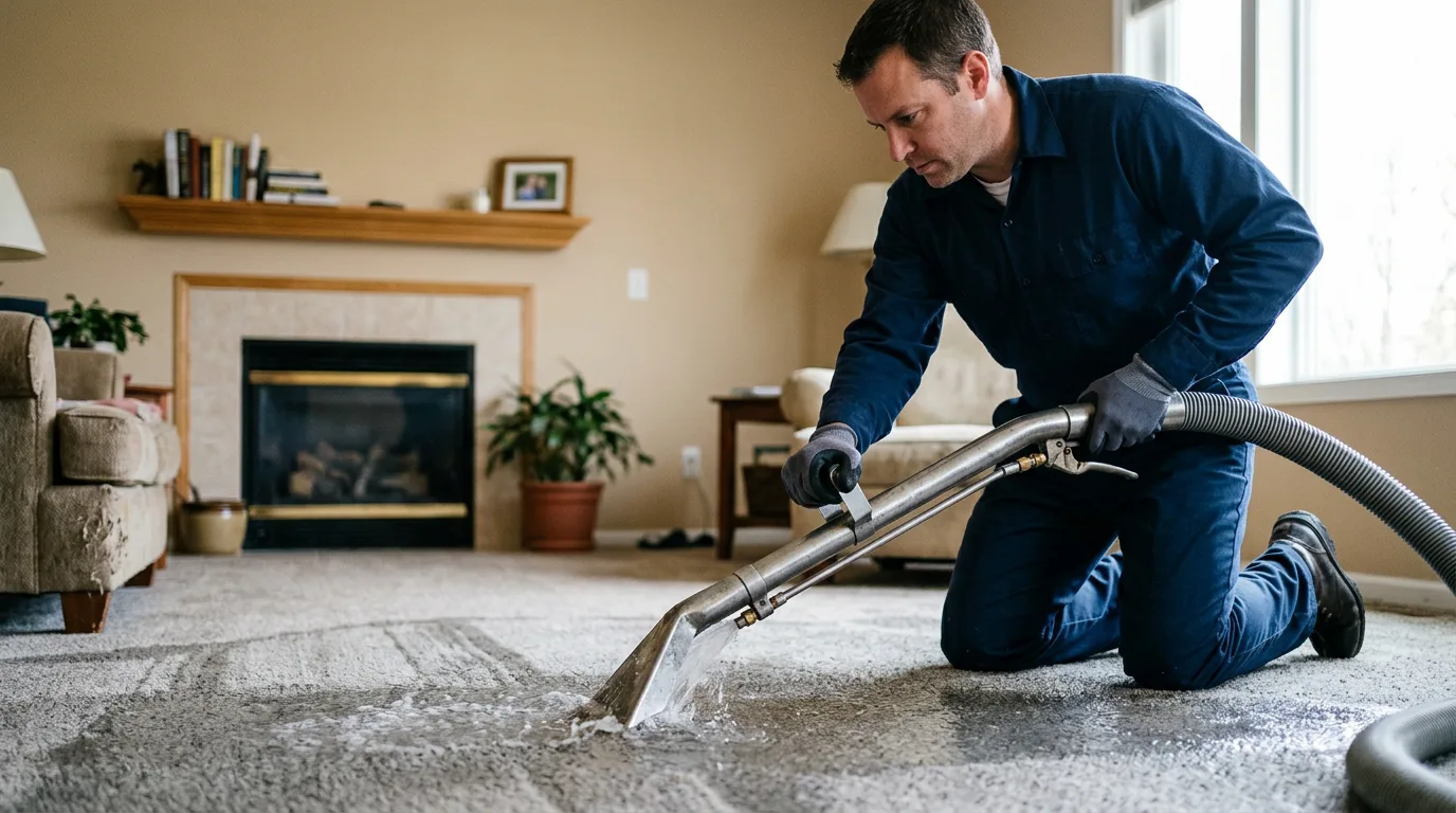 Water damage restoration technician working near Skidmore, TX